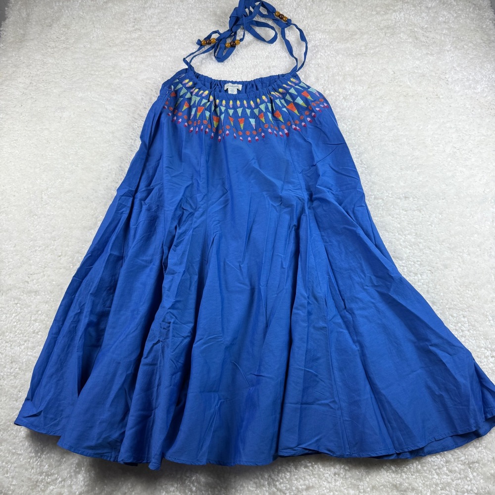 Sundance Pretty‎ Origins Dress Women XS Blue Embroidered Silk Blend Boho Beaded